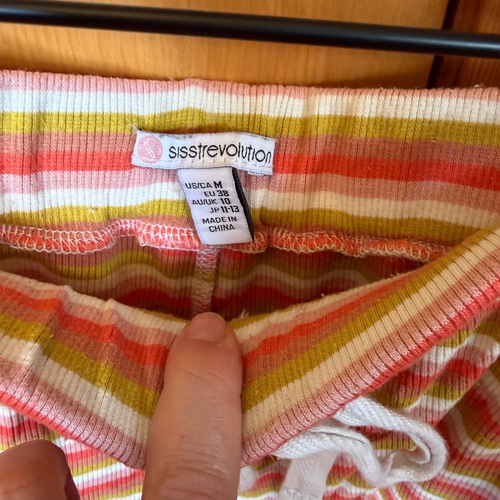 Striped Knit Lounge Shorts with Drawstring - Picture 3 of 3